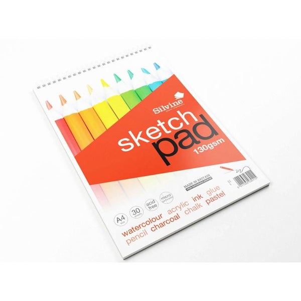 Silvine Sketch Pad Twin Wire A4+ 130gsm 30 Sheets Carousel 2