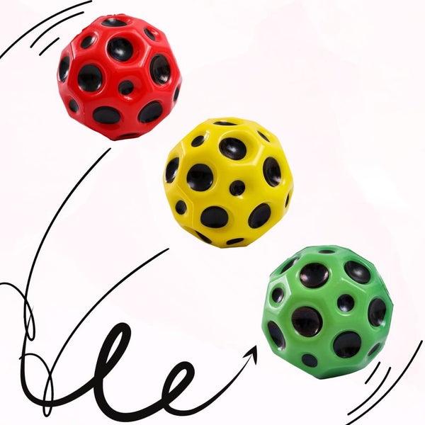 Super Bouncy Moon Shaped Crater Textured Porous Kids Anti Stress Ball Toy Carousel 2