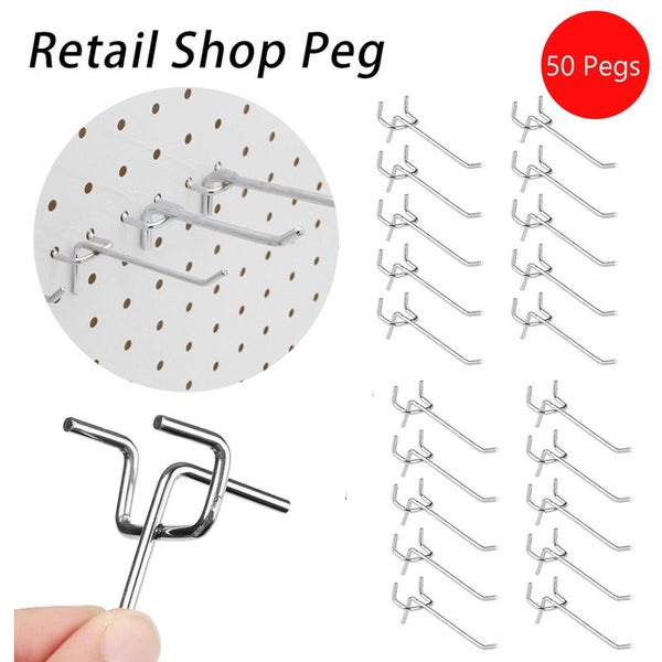 50pcs Peg Board Hooks Wall Shelf Hanger Garage Organiser Shop Display 3667801 Carousel 1