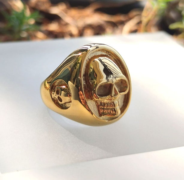 (18K Gold Filled) Skull Ring Statement Ring Steel Ring RST15KL-5 Carousel 1
