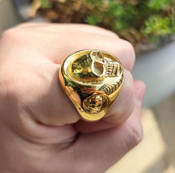 (18K Gold Filled) Skull Ring Statement Ring Steel Ring RST15KL-562936673128706113