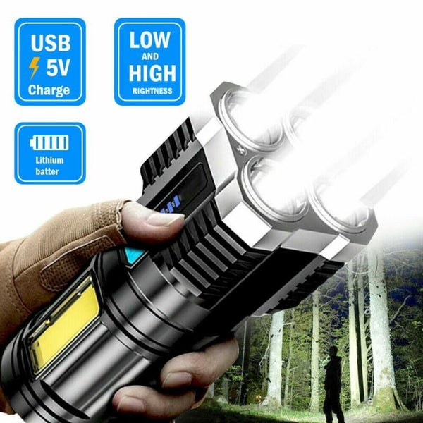 Quad-Core Super Bright Torch LED Flashlight USB Rechargeable Camping Tactical Carousel 2