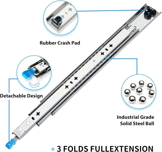 Drawer Slides 1300mm x 53mm With Lock Heavy Duty Runners | Ball Bearing Runners Carousel 2