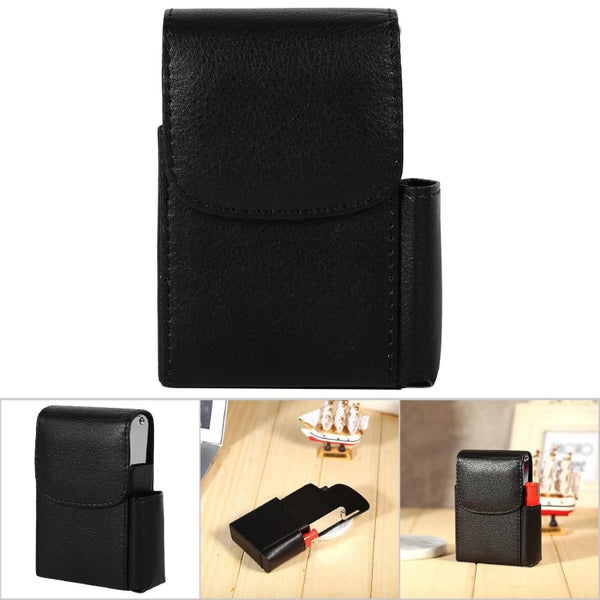 Cigarette Case PU Leather Smoke tabacum Pouch Lighter Holder Storage Box Carousel 4