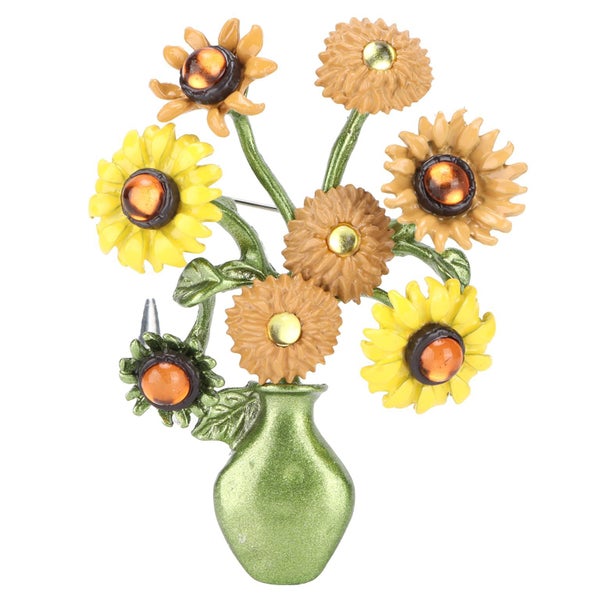 Sunflower Brooch Lapel Pin Plant Vase Flower Carousel 4