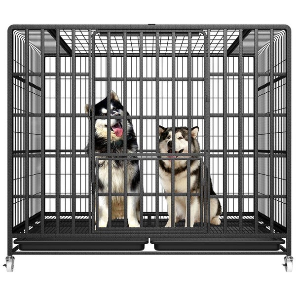 Black 125CM Metal Pet Cage 2 Doors with Wheels Carousel 2