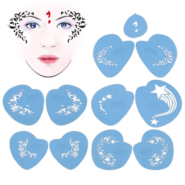 5pcs Face Paint Stencils Kit PET Reusable Painting Template Stencils Template Carousel 4