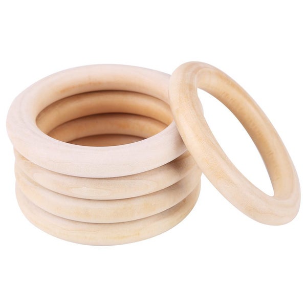 10pcs Baby Infant Natural Wood Teething Ring Teether Toy DIY Wooden Bracelet Carousel 2