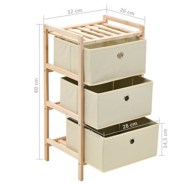 Storage Racks With 3 Fabric Baskets 2 Pcs Beige Cedar Wood Storage Bins & Basket Carousel 2