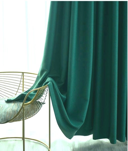 Thick & Heavy Linen Effect Blockout Thermal Ready to Hang Curtains Carousel 1