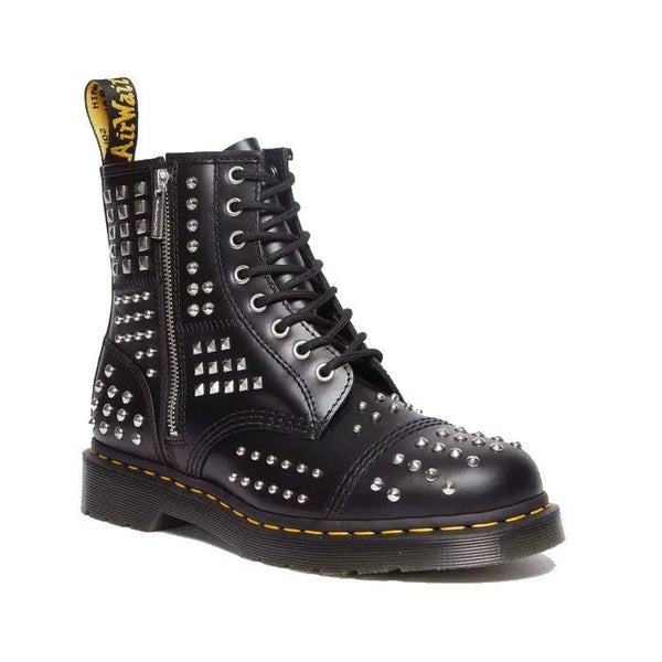 1460 Dr Martens Studded Zip Atlas Black Leather 8 Up Boot CLEARANCE Carousel 1