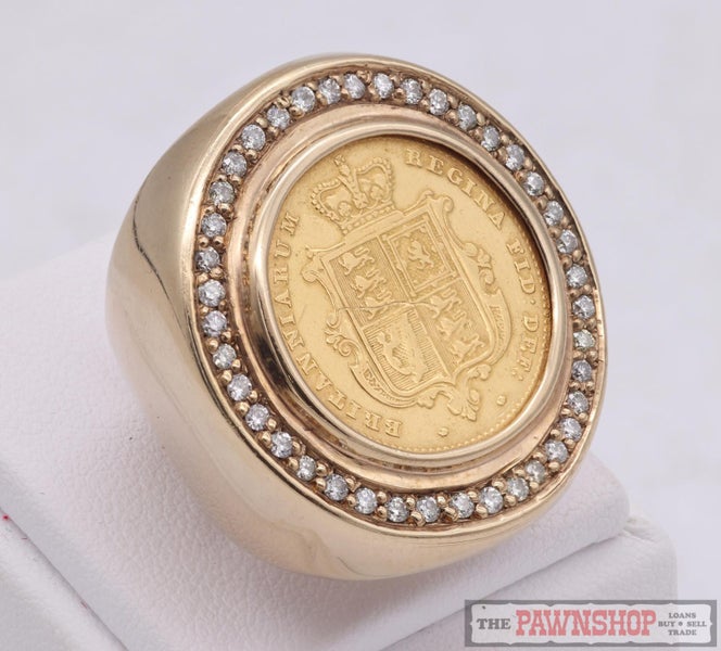9CT Yellow Gold Half Sovereign & Diamond Ring Carousel 2