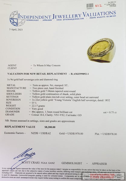 9CT Yellow Gold Half Sovereign & Diamond Ring Carousel 5