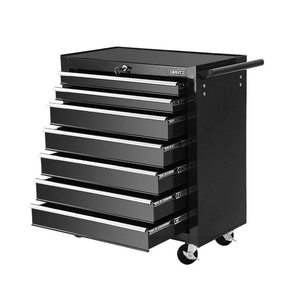 Tool Chest and Trolley Box Cabinet 7 Drawers Cart Garage Storage Black Carousel 1