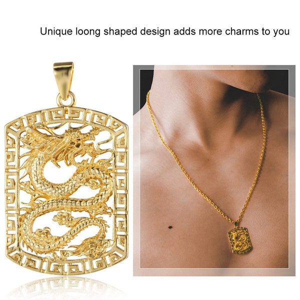 Dragon Card Necklaces Alloy Pendant Prevent Fading Plating Pendants Gift Carousel 3