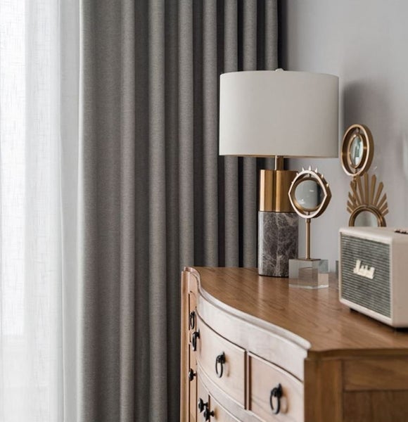 300CM X 205CM Light Grey Linen Effect Thermal Ready To Hang Curtains Carousel 2