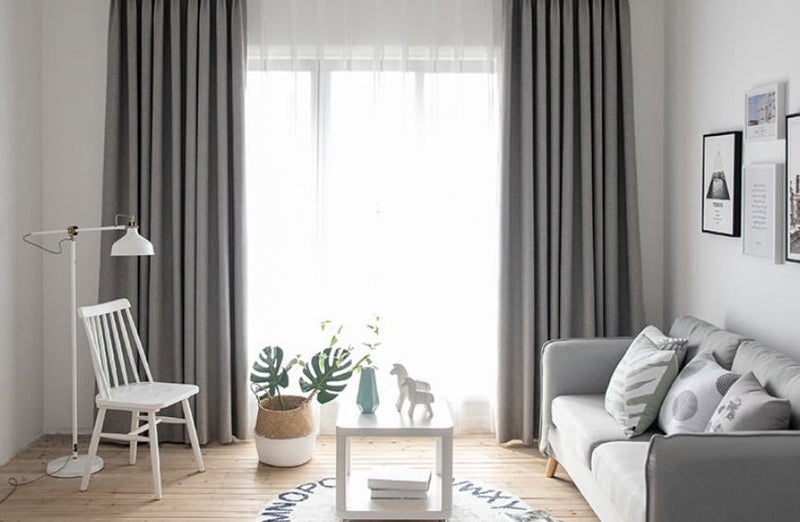 300CM X 205CM Light Grey Linen Effect Thermal Ready To Hang Curtains Carousel 1