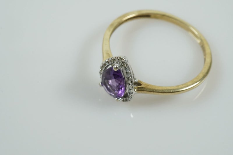 STUNNING Pear Cut Amethyst Diamond Ring 9ct SALE Carousel 7