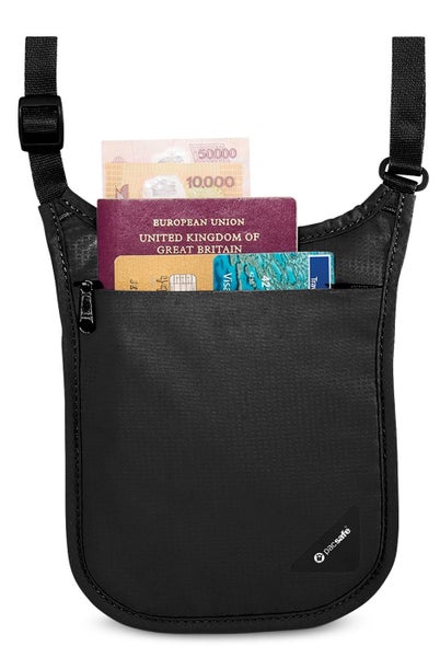 Pacsafe Coversafe V75 RFID Blocking Neck Pouch Black Carousel 2