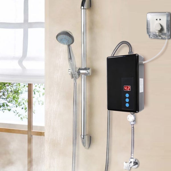Mini Instant Electric Water Heater Tankless Shower Hot Water System 5.5KW Black Carousel 1