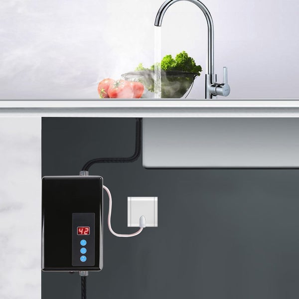 Mini Instant Electric Water Heater Tankless Shower Hot Water System 5.5KW Black Carousel 2