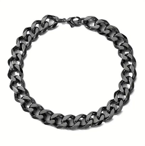 Men's Titanium Gun-Metal Black Cuban Link Chain Bracelet - LOW RESERVE! Carousel 1