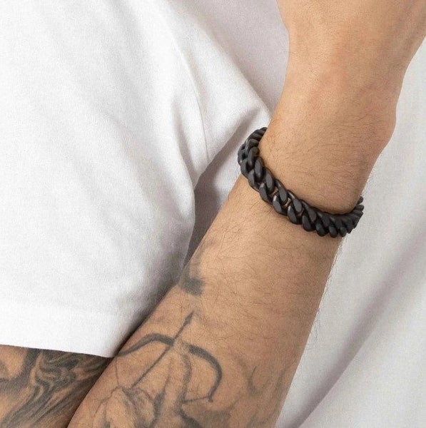 Men's Titanium Gun-Metal Black Cuban Link Chain Bracelet - LOW RESERVE! Carousel 2