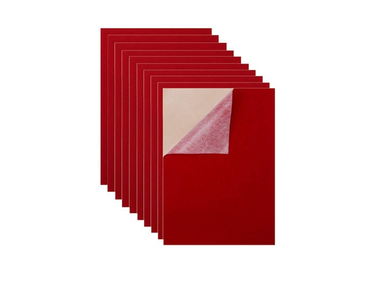10Pcs Self-Adhesive Felt Fabric Sheets Sticky Backing Velvet Liner - Red Carousel 1