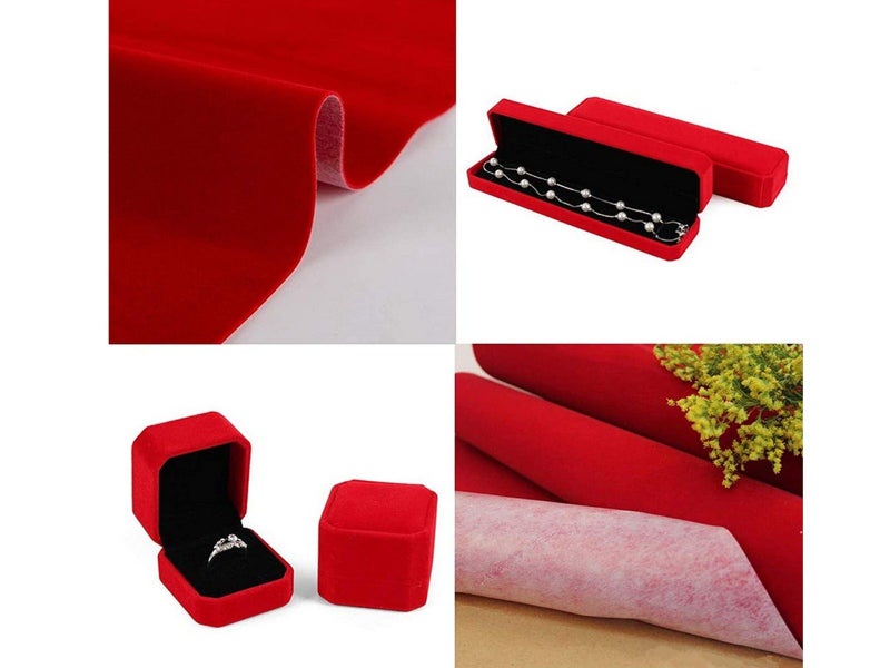 10Pcs Self-Adhesive Felt Fabric Sheets Sticky Backing Velvet Liner - Red Carousel 2