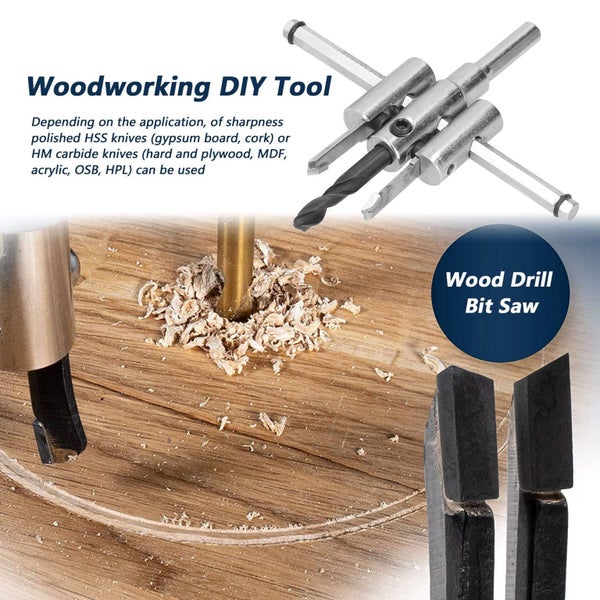 Adjustable Circle Hole Cutter Saw Kit Wood Drill Bit Round Cutting Carousel 2