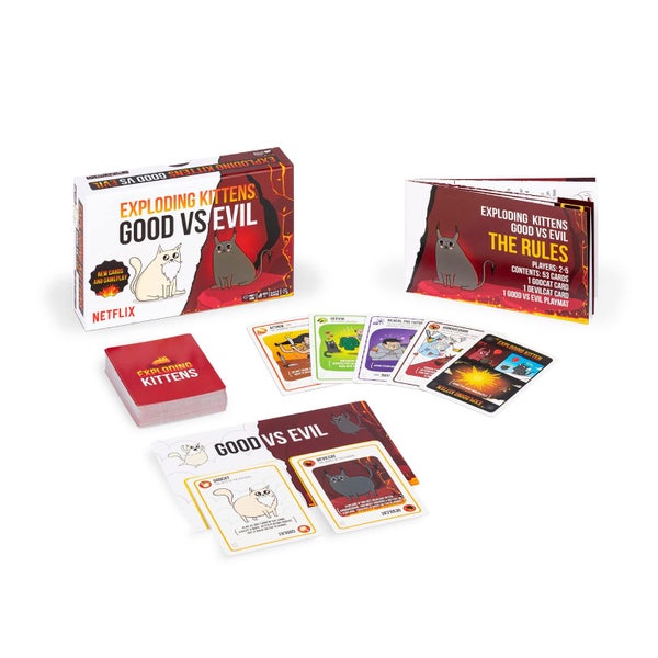 Exploding Kittens Good vs. Evil - 55 Cards,Elevate with New Characters - Family Carousel 5