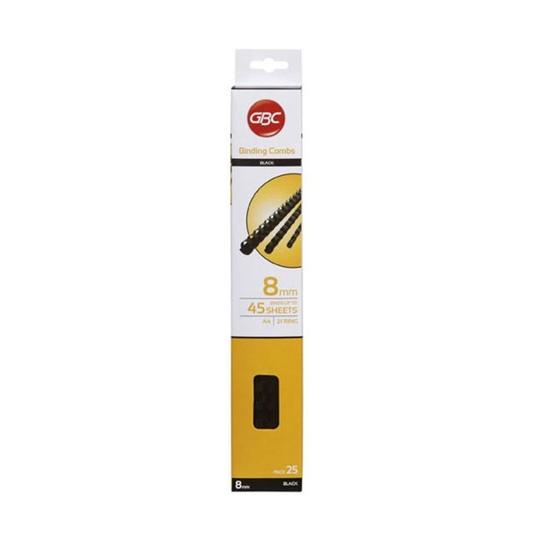 Gbc Binding Comb 8Mm Black Pk25 BEP8BK25 Carousel 1