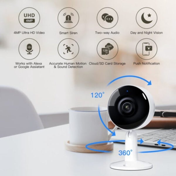 Indoor Wi-Fi 2.5K/4MP Baby/Pet Monitor, Mini Camera Carousel 2