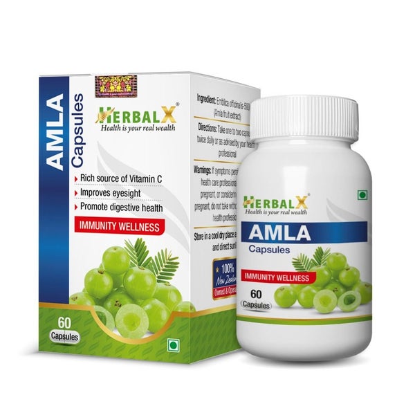 HerbalX Amla | Health Booster | Rich in Antioxidants | 60 Vegan Capsule 500mg Carousel 1