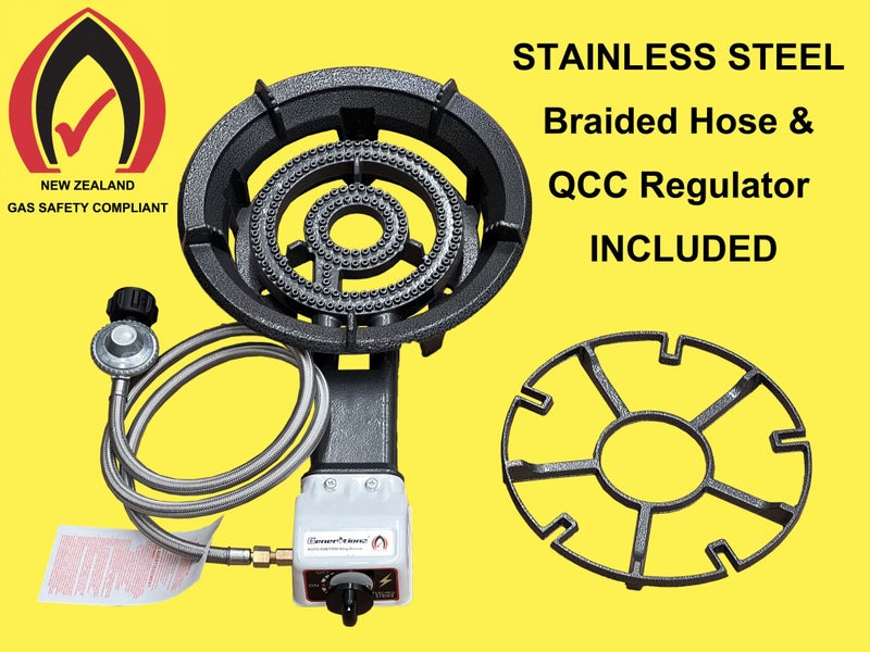 Double 2 Ring Burner on Stand LARGE Wok Gas Cooker 1 Cast Iron Burner Gas Stove Carousel 2