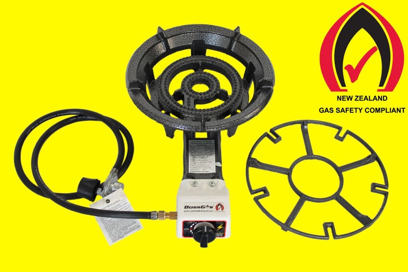 AUTO IGNITION Double 2 Ring Burner Cast Iron Gas Cooker LARGE Single Wok Burner Carousel 1