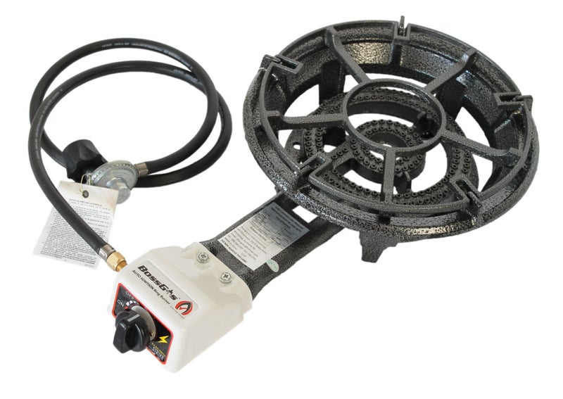 AUTO IGNITION Double 2 Ring Burner Cast Iron Gas Cooker LARGE Single Wok Burner Carousel 2