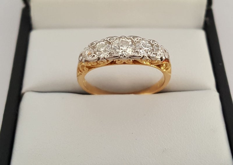 Stunning Antique 18CT & Platinum 1 CT High Clarity Old Cut Diamond Eternity Ring Carousel 2
