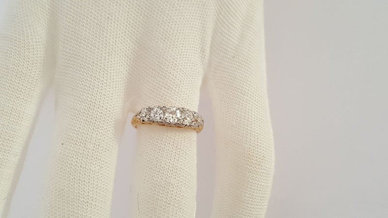 Stunning Antique 18CT & Platinum 1 CT High Clarity Old Cut Diamond Eternity Ring Carousel 10