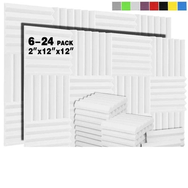 White Acoustic Foam Panels 6-24 Pcs Soundproofing Foam Sound Absorbing Materi... Carousel 2