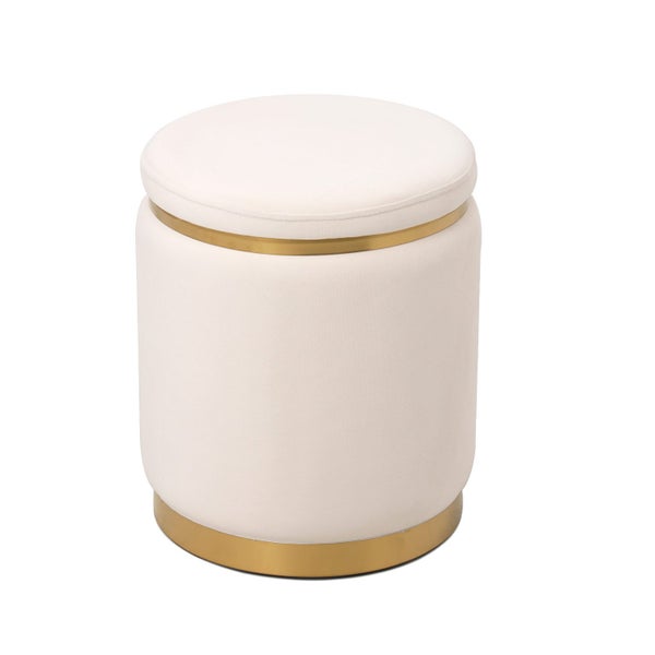 CREAM COLOUR VELVET Ottoman with Golden base Carousel 1