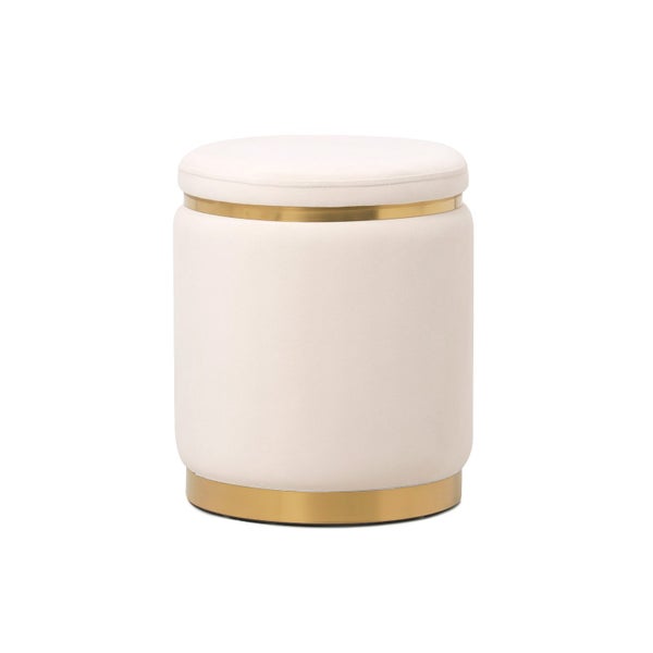 CREAM COLOUR VELVET Ottoman with Golden base Carousel 2