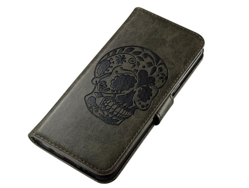 LG G4 case skull vintage leather wallet case Carousel 2