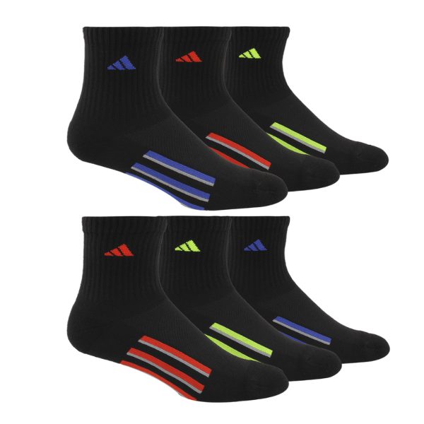 adidas Youth Kids Boys Girls Children Cushioned High Quarter Socks 6-Pair - B... Carousel 1