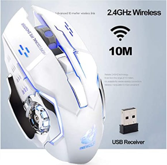 Gaming Mouse Silent 2.4GHz 2400DPI 6 Keys Wireless Optical Mouse USB Receiver Carousel 1