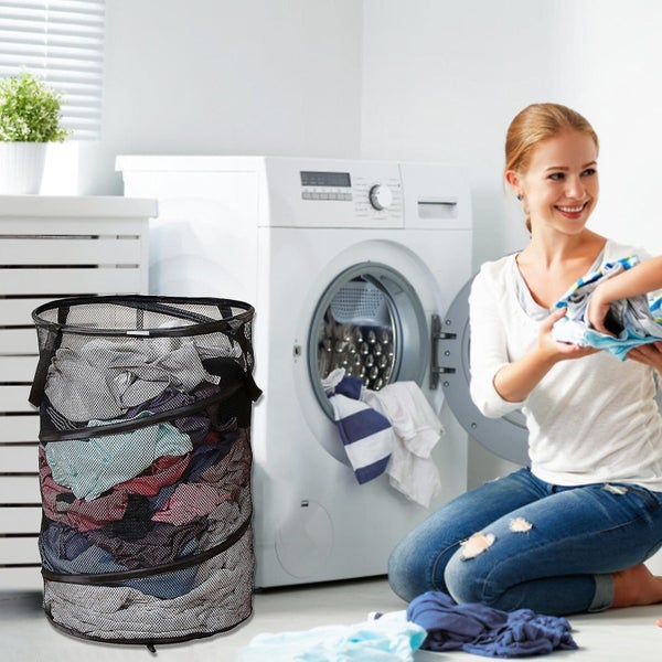 Mesh Laundry Basket Foldable Pop-up Laundry Hamper Collapsible Laundry Baskets Carousel 2