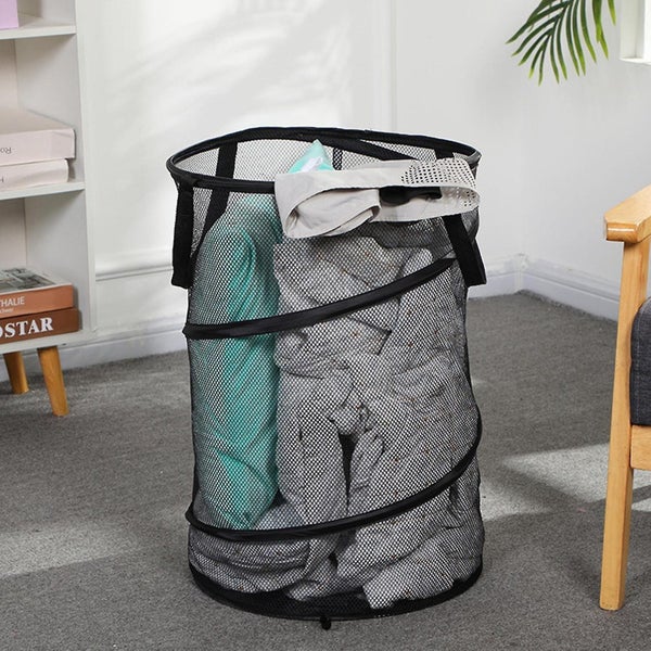Mesh Laundry Basket Foldable Pop-up Laundry Hamper Collapsible Laundry Baskets Carousel 4