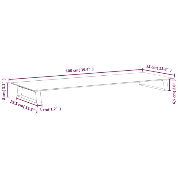 Monitor Stand White 100x35x8 Cm Tempered Glass and Metal Tiaxxx Carousel 2