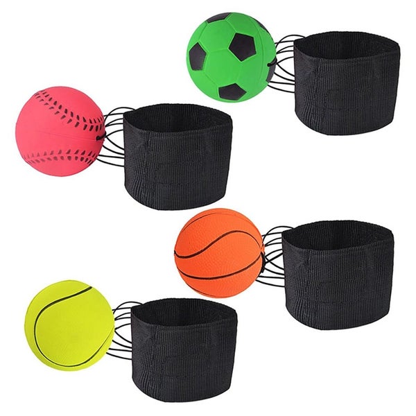 Rubber Balls with Wrist Strap Bounce and Return Kids' Active Play -Yellow Carousel 4