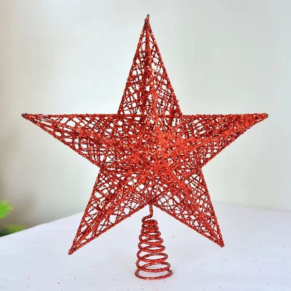 Christmas Tree Star Topper Xmas Tree Glitter Ornaments Party Decoration -Red Carousel 2